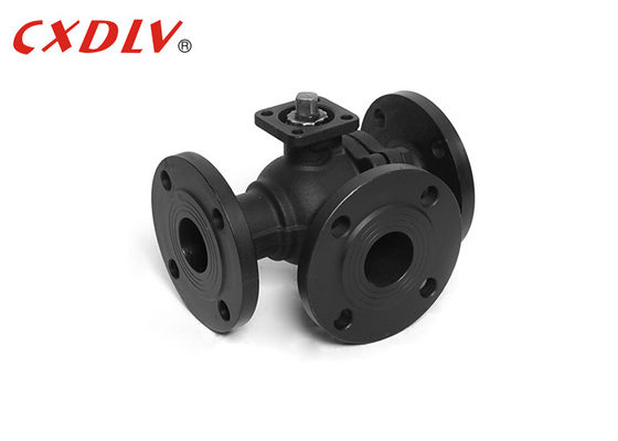 Valve à bille à flèche à 3 voies en acier moulé PN16 avec ISO5211 TOP