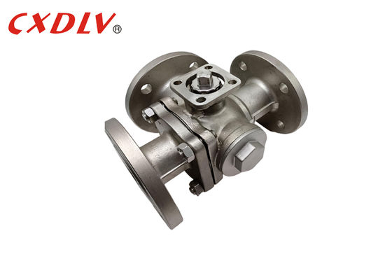 Vanne à boisseau sphérique à bride à 3 voies en T avec embase de montage ISO5211, tige nue