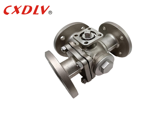 Valve à bille à trois voies à port T en acier inoxydable à bille à haute pression et à pression nominale ISO5211 TOP et PN16