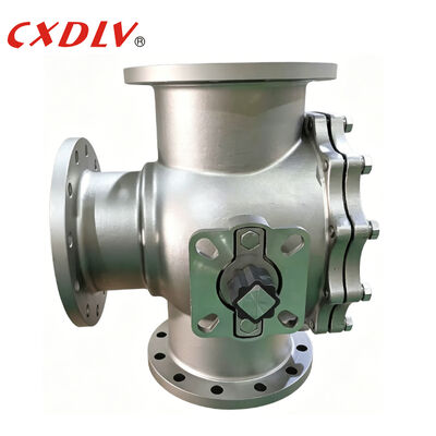 Ventilateur à bille à 4 voies à flèche de connexion PN16 RF Corps en acier inoxydable Siège en PTFE avec plateau de montage ISO5211