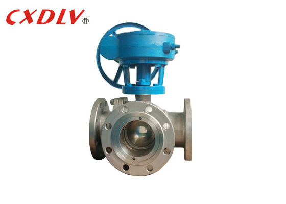 Valve à bille à trois voies en acier inoxydable avec port T et engrenage pour l'eau, l'huile et l'air gazeux